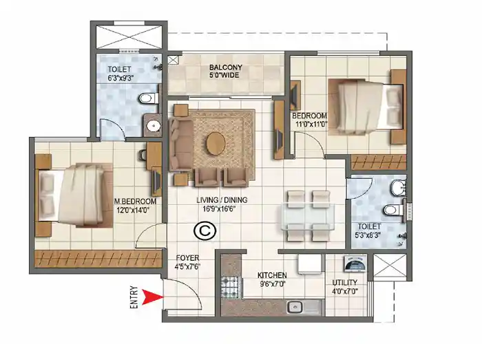 Godrej Splendour Elevate 2 bhk floor plan