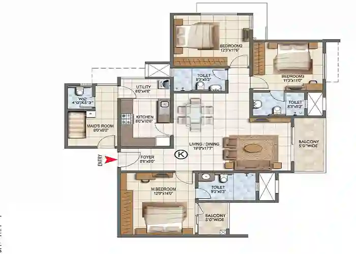 Godrej Platinum 3 bhk floor plan