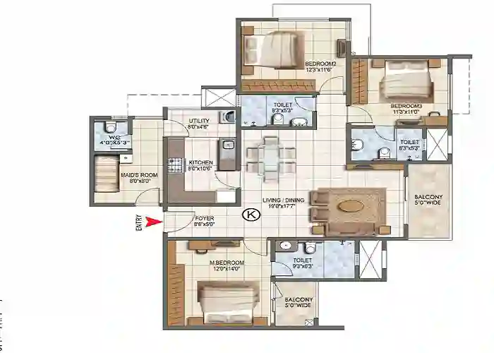 Godrej Reflections Phase 2 - 3 bhk floor plan