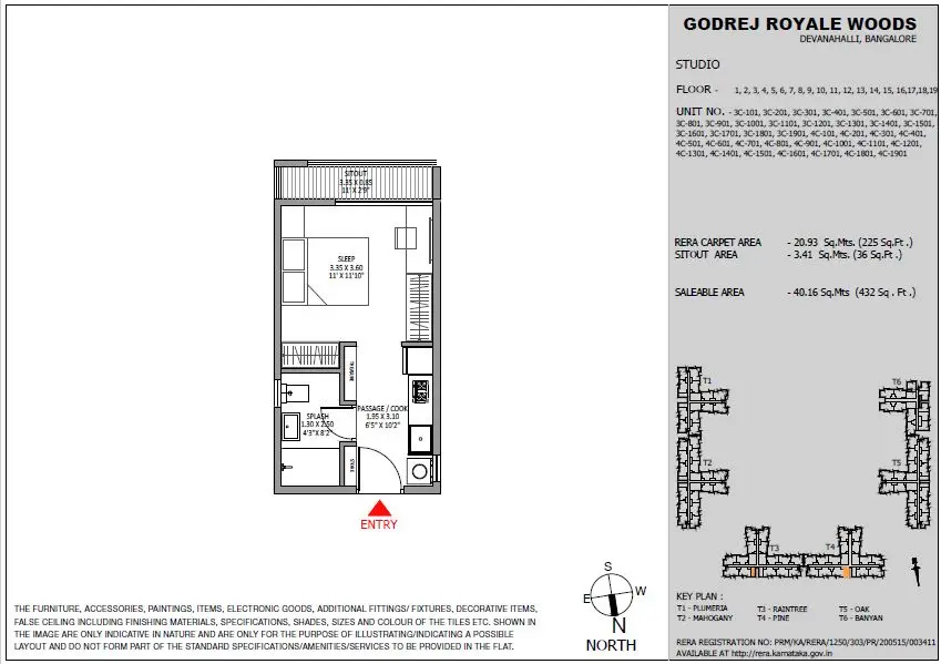 Godrej Royale Woods 1 bhk apartment floor plan