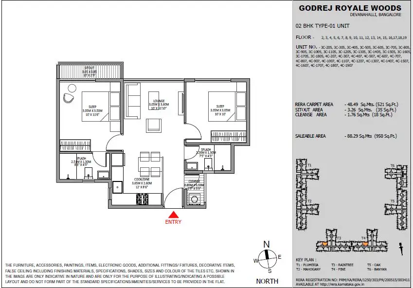 Godrej Royale Woods 2 bhk apartment floor plan