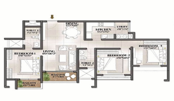 Godrej woodscapes 3 bhk floor plan